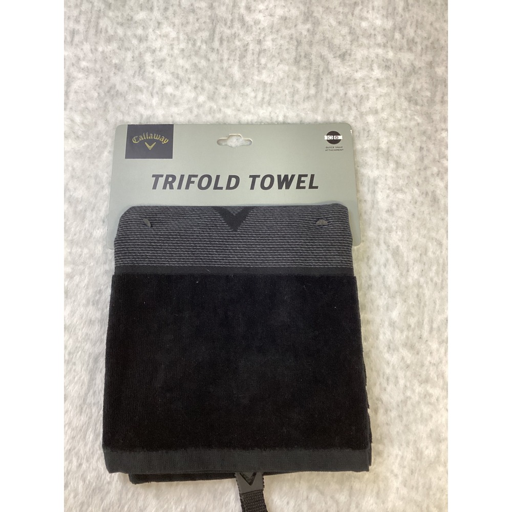 Callaway Trifold Golf Towel Black Charcoal Multi-Textured Quick Snap Attachment